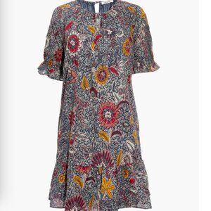 Madewell Ruffle-Sleeve Popover Mini Dress in Bali Blooms | Size Small